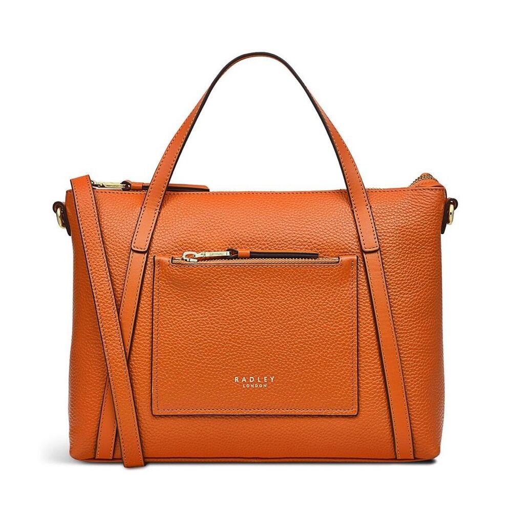 Radley London Portman Small Zip Top Leather Bag in Open Yellow Grab Handles